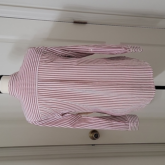 St. John's Bay Size M White with Faded Blue & Red Striped Button Down Shirt NEW - Picture 6 of 12